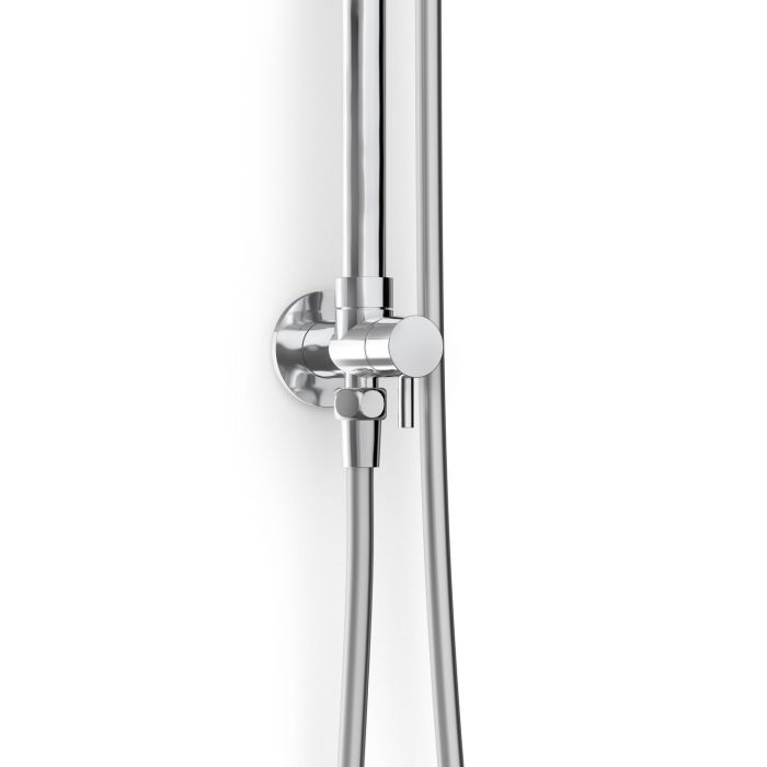 Saliscendi Doccia con soffione e doccetta Satinata in Acciaio inox e ottone spazzolato Mod. Zeus satin