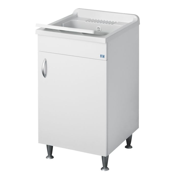 Lavatoio con mobile in nobilitato idrofugo W100 spessore 18 mm colore bianco 50x50 cm mod. Eco main product photo