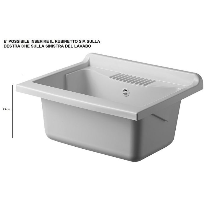 Lavatoio con mobile in nobilitato idrofugo W100 spessore 18 mm colore bianco 60x60 cm mod. Eco