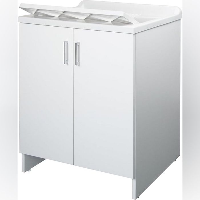 Lavatoio con mobile in nobilitato idrofugo W100 spessore 18 mm colore bianco 50x60 cm mod.