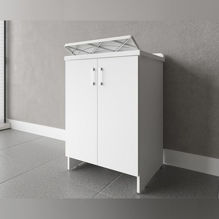 Lavatoio con mobile in nobilitato idrofugo W100 spessore 18 mm colore bianco 50x60 cm mod.