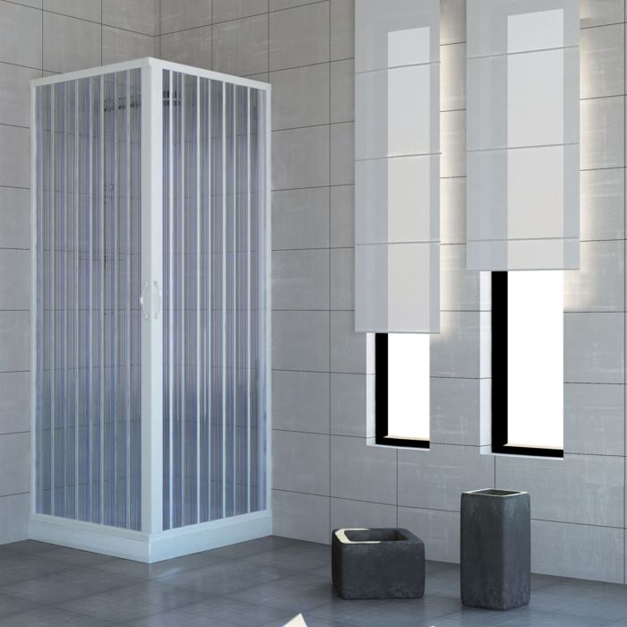 Box doccia 90x100 in PVC mod. Acquario con apertura centrale
