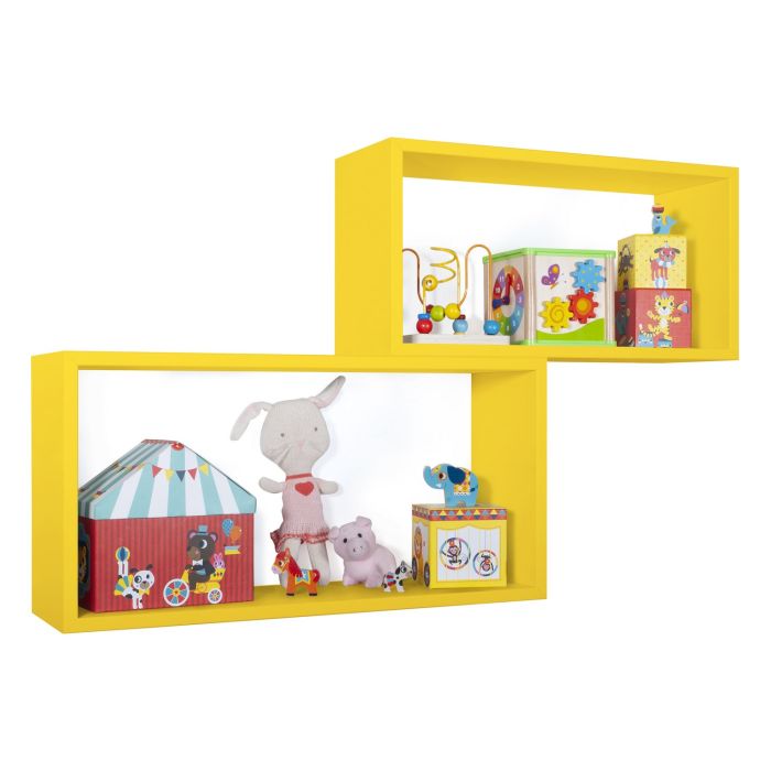 Mensole da parete rettangolari Set di 2 pz colore Giallo mod. Bislungo