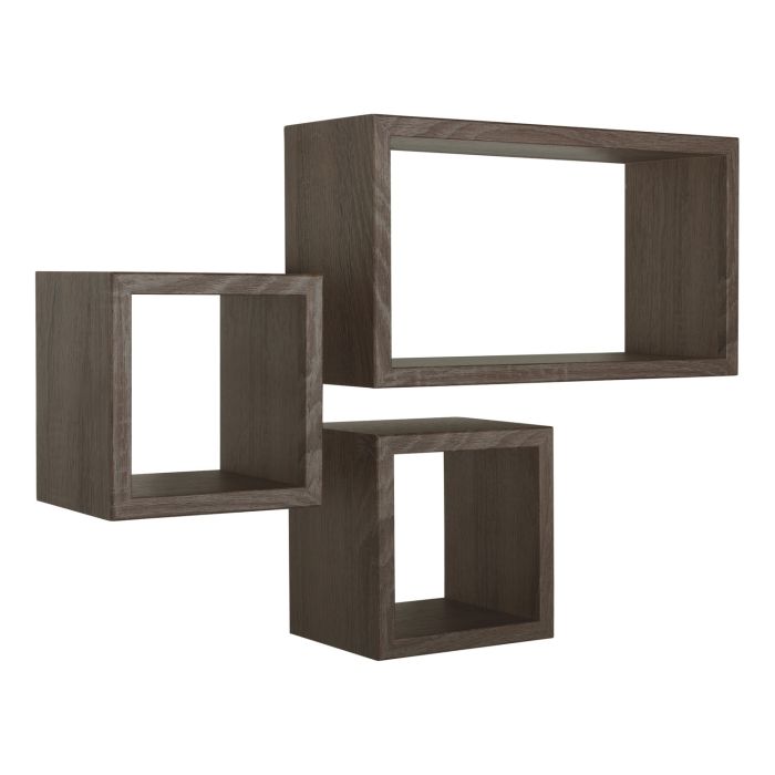 Mensole a cubo da parete Set di 3 pz componibile colore Noce mod. Tribù main product photo
