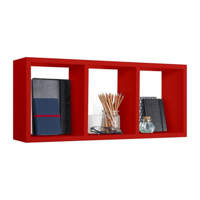 Mensola da parete 3 scomparti colore Rosso mod. Tristano