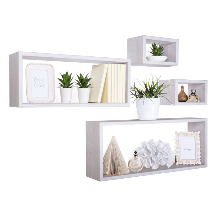 Mensole rettangolari da parete componibili Set di 4 colore Rovere imperiale mod. Merlino