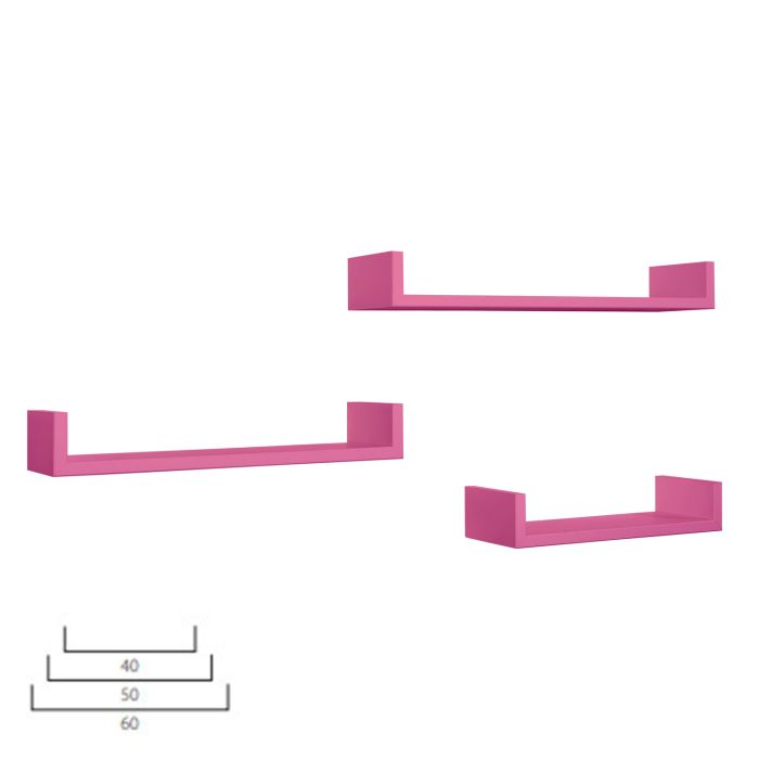 Mensole da Parete Set di 3 pz colore Fucsia mod. Calamita