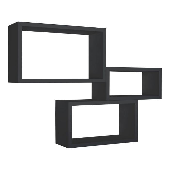 Mensole da parete rettangolari set di 3 pz componibile colore Nero mod. Trittico main product photo