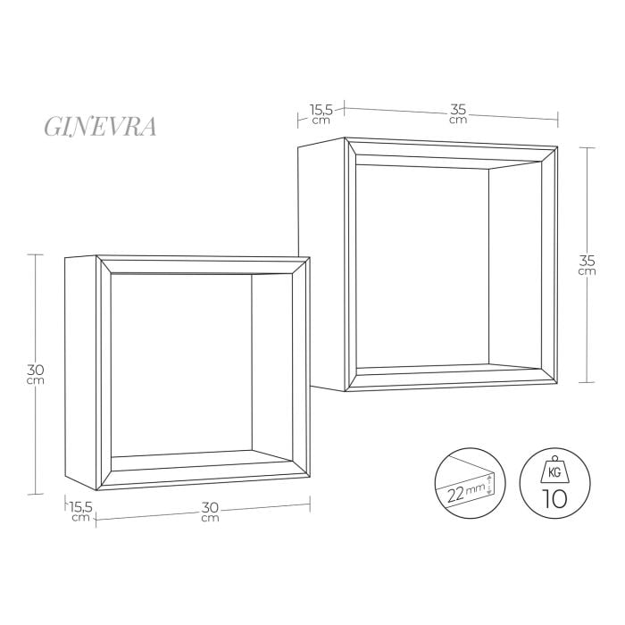 Mensole a cubo da parete Set di 2 pz componibile colore Marrone talpa mod. Ginevra