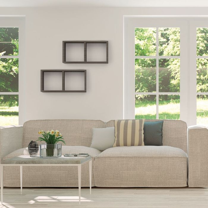 Mensola da parete 2 scomparti colore Rovere sbiancato 70x30 cm mod. Morgana
