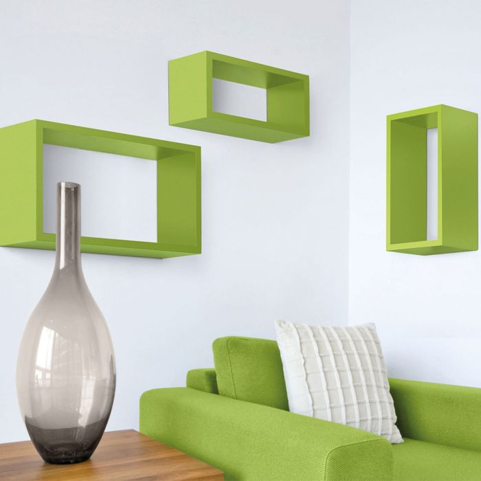Mensole da parete rettangolari set di 3 pz componibile colore Grigio sasso mod. Trittico