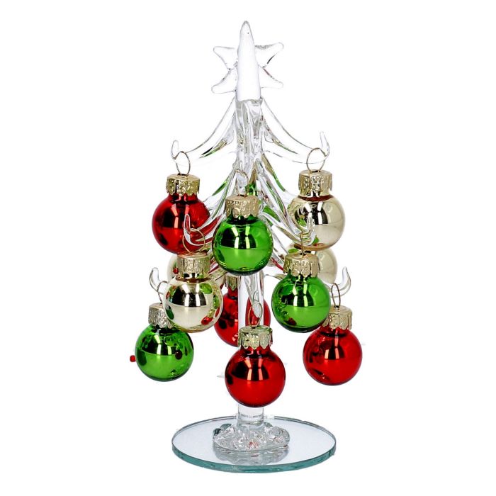 Albero di natale da appoggio con sfere trasparente 11,7x8,7 h17 cm mod. Ice main product photo