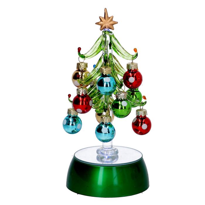 Albero di natale luminoso da appoggio con sfere verde 12x10 h19 cm mod. Green Ice main product photo