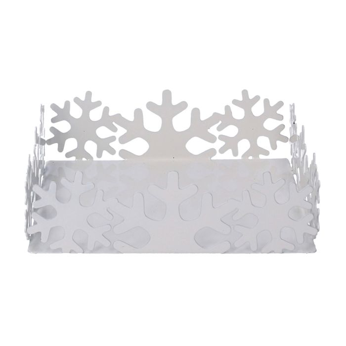 Portatovaglioli natalizio Fiocchi di neve in metallo bianco 16,5x16,5 5 cm