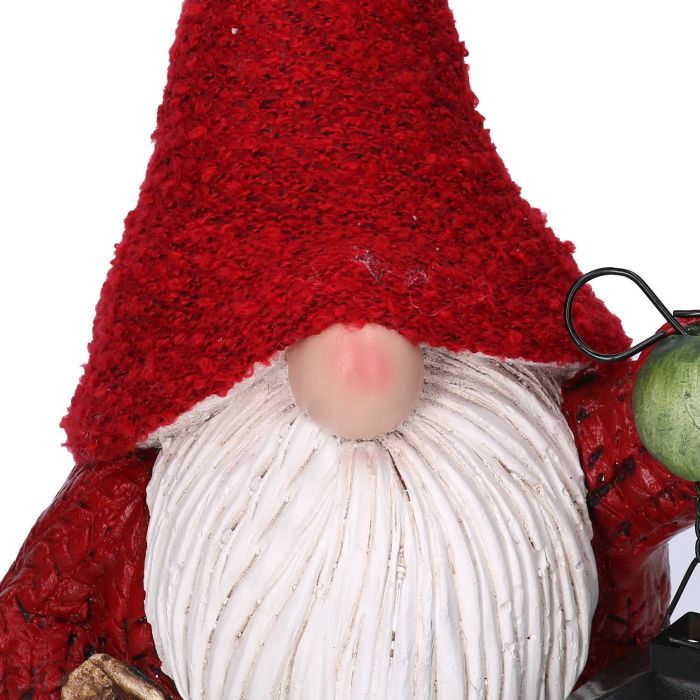 Gnomo da giardino con Lanterna Rosso in resina 23,5x17 h 50 cm