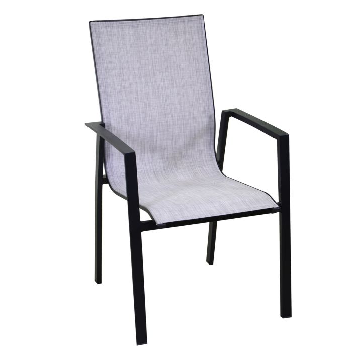Poltrona impilabile in Alluminio e textilene Antracite 57x65 cm 93 cm mod. Cleveland main product photo