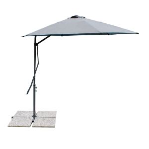 Ombrellone da giardino Ø 3 in alluminio con telo in poliestere Grigio palo Grigio antivento mod. Zenith