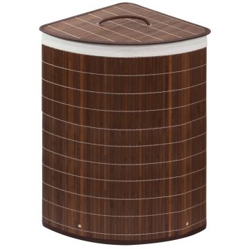 Cesta Portabiancheria angolare Marrone in Bambù e cotone Mod. Balù