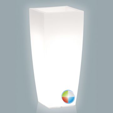 Vaso Agave Quadrato Con Led Multicolor Batteria H 70 33x33Cm