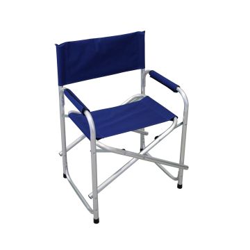 Poltrona pieghevole da regista blu in alluminio