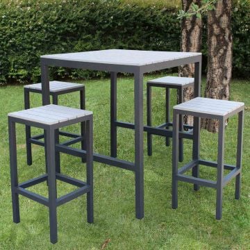 Set tavolo e sgabelli da bar in alluminio e polywood vari colori mod. Sirio