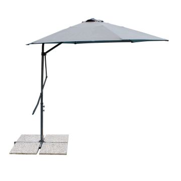 Ombrellone da giardino Ø 3 in alluminio con telo in poliestere Grigio palo Grigio antivento mod. Zenith