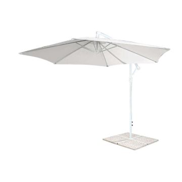 Ombrellone da giardino Ø 3 con telo in poliestere Bianco palo Bianco antivento mod. Eris