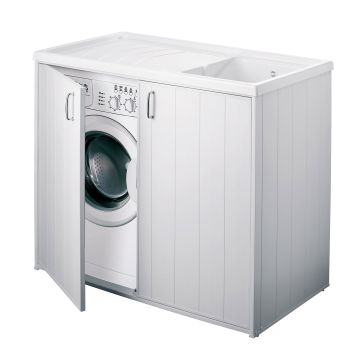 Lavatoio coprilavatrice con mobile in PVC colore bianco 109x60 cm mod. Silvestro
