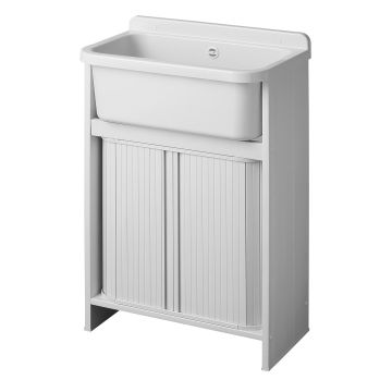 Mobile lavatoio salvaspazio in PVC colore bianco 55x35 cm mod. Orazio