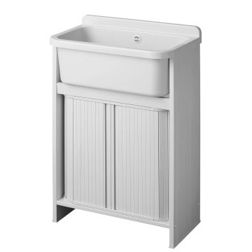 Mobile lavatoio salvaspazio in PVC colore bianco 55x35 cm mod. Orazio
