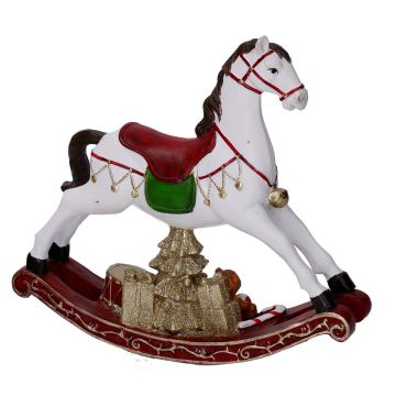 Cavallo a dondolo Bianco in resina 20,5x5,5h19 cm