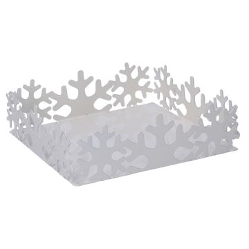 Portatovaglioli natalizio Fiocchi di neve in metallo bianco 16,5x16,5 5 cm