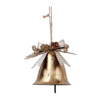 Campana da appendere addobbo albero di Natale Oro in metallo 11x11 h 8 cm
