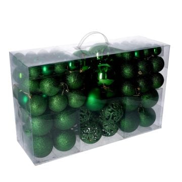 Palline di Natale 100 pz Verde in plastica ø 4,6,8 cm