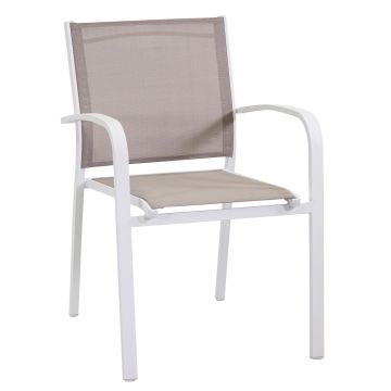 Sedia impilabile con braccioli in Alluminio e textilene Bianco mod. Sullivan
