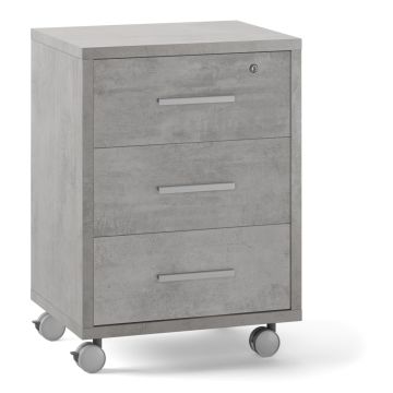 Cassettiera con ruote 3 cassetti h 71 cm colore Cemento