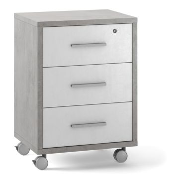 Cassettiera con ruote 3 cassetti h 71 cm colore Ossido Bianco