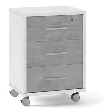 Cassettiera con ruote 3 cassetti h 71 cm colore Cemento