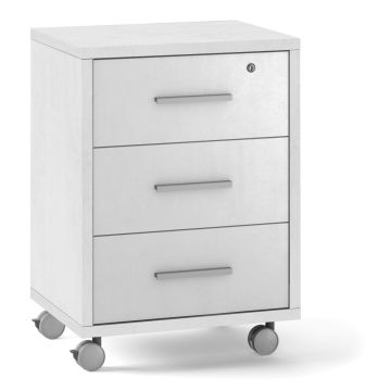 Cassettiera con ruote 3 cassetti h 71 cm colore Ossido Bianco