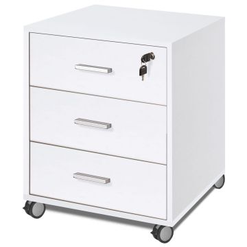 Cassettiera con ruote 3 cassetti h 70 cm colore Bianco Fiammato