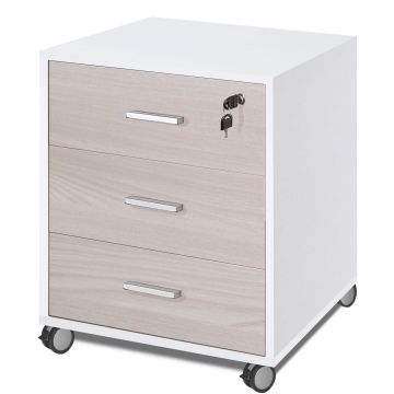 Cassettiera con ruote 3 cassetti h 70 cm colore Olmo Chiaro