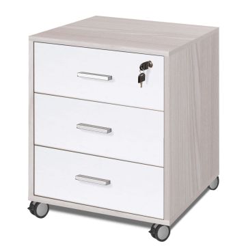 Cassettiera con ruote 3 cassetti h 70 cm colore Bianco Fiammato