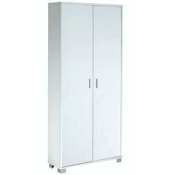 Mobile 2 ante 8 ripiani h 190 cm colore Bianco Fiammato