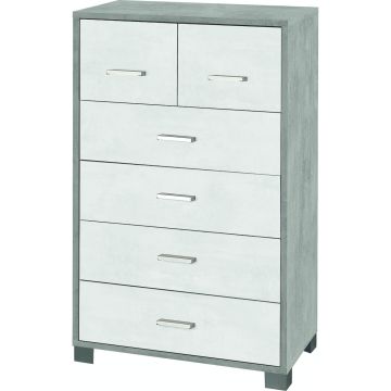 Mobile quadrante 6 cassetti h 112 cm colore Ossido Bianco
