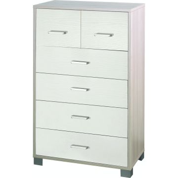 Mobile quadrante 6 cassetti h 112 cm colore Bianco Fiammato