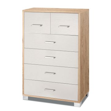 Mobile quadrante 6 cassetti h 112 cm colore Bianco Fiammato