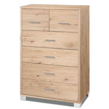 Mobile quadrante 6 cassetti h 112 cm colore Rovere Naturale