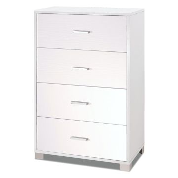 Mobile quadrante 4 cassetti h 112 cm colore Bianco Fiammato
