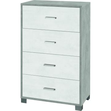 Mobile quadrante 4 cassetti h 112 cm colore Ossido Bianco