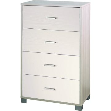 Mobile quadrante 4 cassetti h 112 cm colore Bianco Fiammato